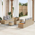 Garten-Sofa-Set mit Kissen 8 pcs Beige und Hellgrau