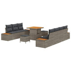 Gartensofa-set mit Kissen mit Speicher 10 pcs Grau Poly Rattan
