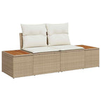 Gartensofa-set mit Kissen mit Speicher 10 pcs Beige Poly Rattan