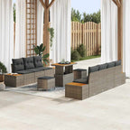 Gartensofa-set mit Kissen mit Speicher 10 pcs Grau Poly Rattan