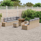 Gartensofa-set mit Kissen mit Speicher 11 pcs Beige Poly Rattan