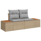 Gartensofa-set mit Kissen mit Speicher 11 pcs Beige Poly Rattan