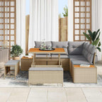 Gartensofa-set mit Kissen mit Speicher 8 pcs Beige Poly Rattan