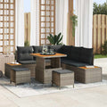 Gartensofa-set mit Kissen mit Speicher 8 pcs Grau Poly Rattan