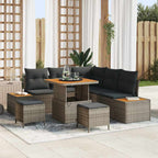 Gartensofa-set mit Kissen mit Speicher 8 pcs Grau Poly Rattan