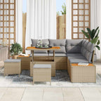 Gartensofa-set mit Kissen mit Speicher 8 pcs Beige Poly Rattan
