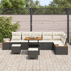 Gartensofa-set mit Kissen 9 pcs Schwarz Poly Rattan