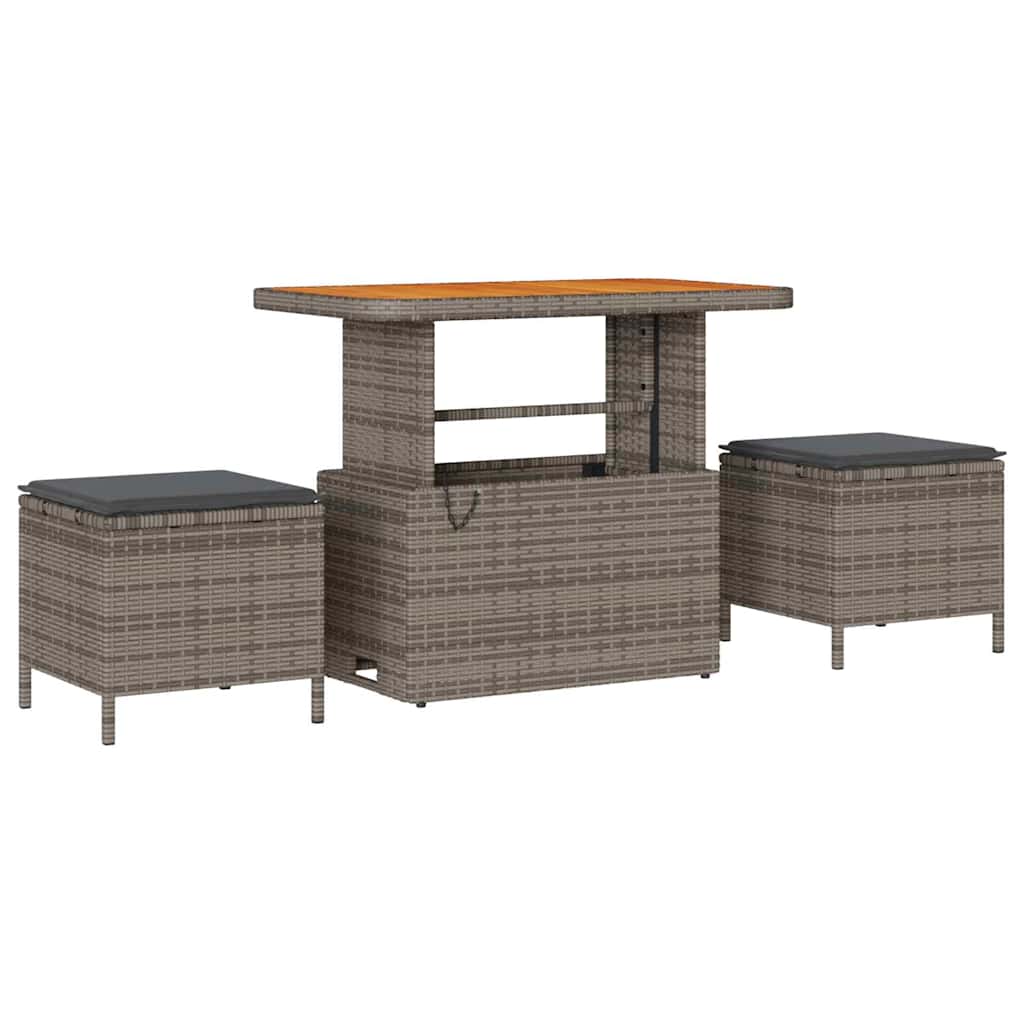 Gartensofa-set mit Kissen mit Speicher 9 pcs Grau Poly Rattan