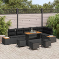 Gartensofa-set mit Kissen 10 pcs Schwarz Poly Rattan
