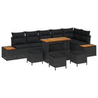 Gartensofa-set mit Kissen 10 pcs Schwarz Poly Rattan