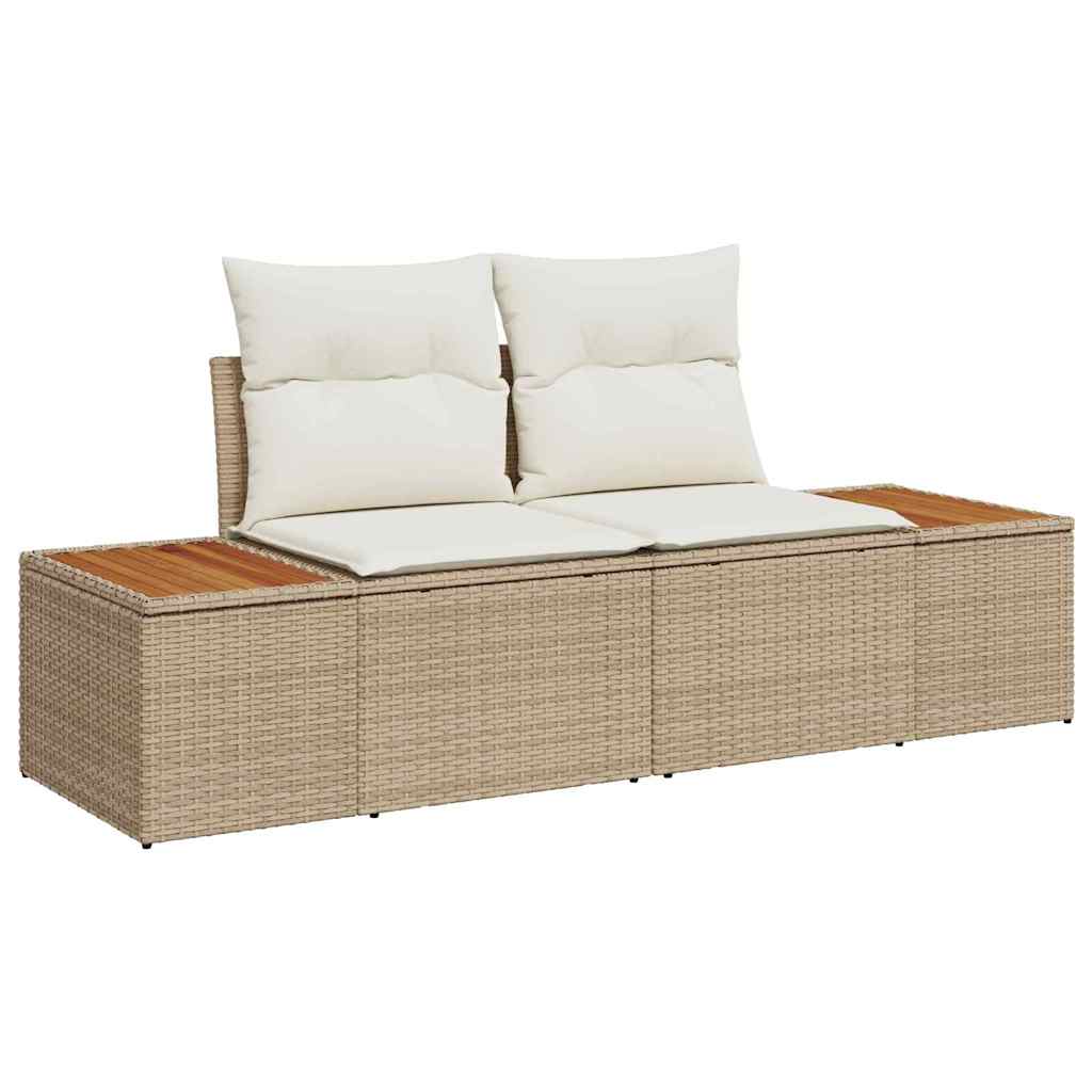 Gartensofa-set mit Kissen mit Speicher 10 pcs Beige Poly Rattan