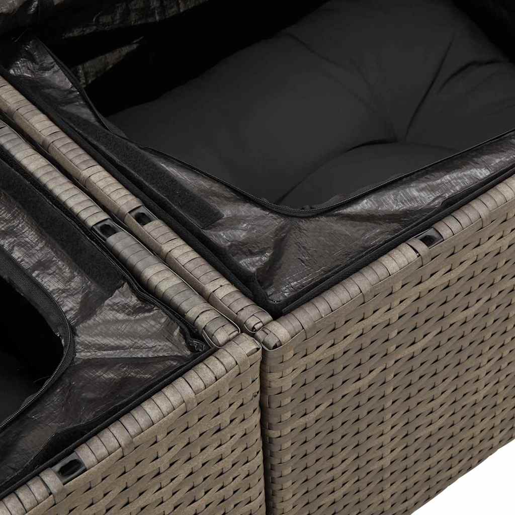 Gartensofa-set mit Kissen mit Speicher 12 pcs Grau Poly Rattan