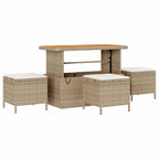 Gartensofa-set mit Kissen mit Speicher 13 pcs Beige Poly Rattan
