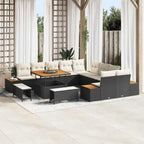 Gartensofa-set mit Kissen 13 pcs Schwarz Poly Rattan