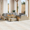 Gartensofa-set mit Kissen mit Speicher 13 pcs Beige Poly Rattan