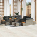 Gartensofa-set mit Kissen mit Speicher 13 pcs Grau Poly Rattan