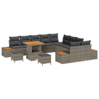 Gartensofa-set mit Kissen mit Speicher 13 pcs Grau Poly Rattan