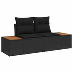 Gartensofa-set mit Kissen 13 pcs Schwarz Poly Rattan