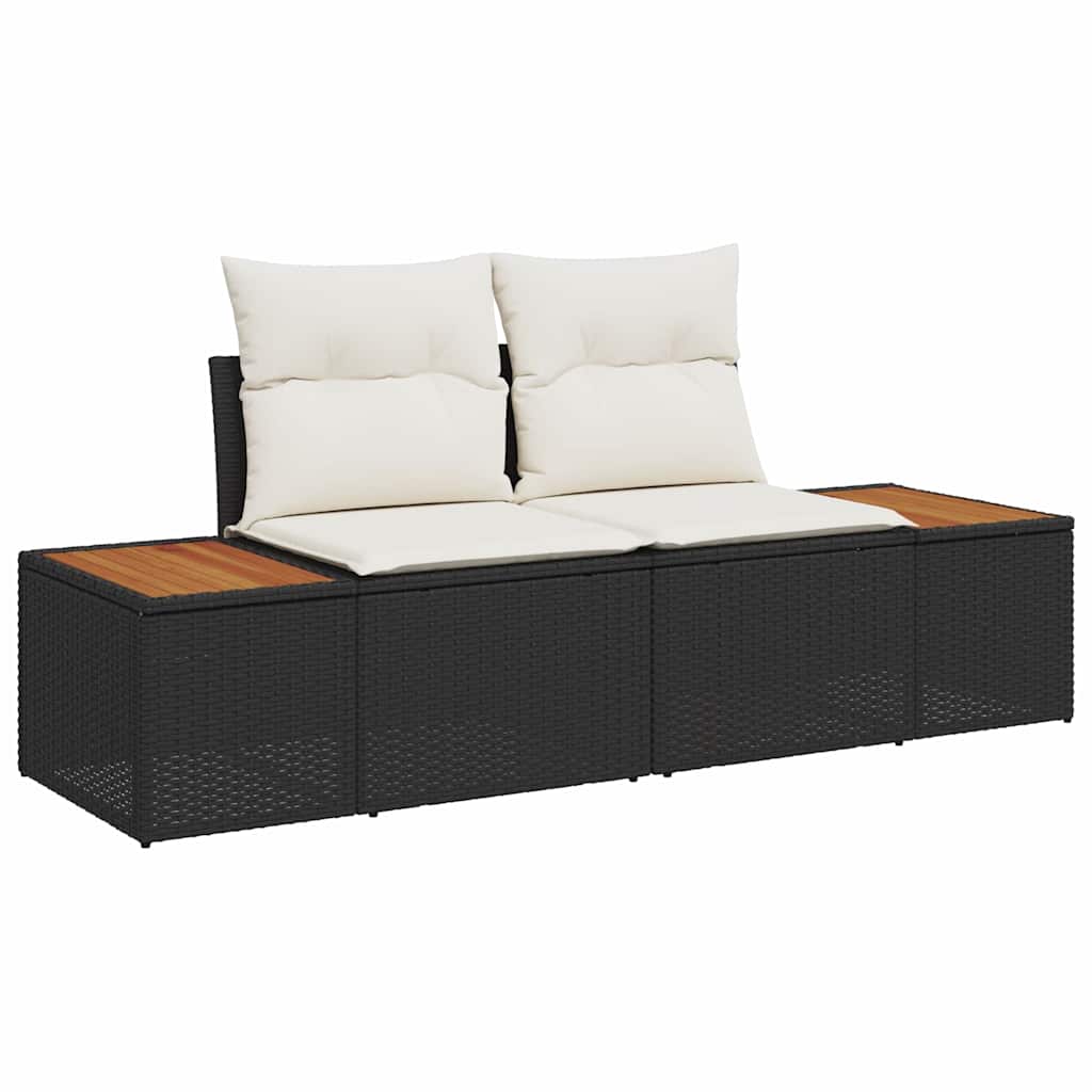 Gartensofa-set mit Kissen 13 pcs Schwarz Poly Rattan