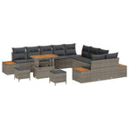 Gartensofa-set mit Kissen mit Speicher 13 pcs Grau Poly Rattan
