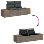 Gartensofa-set mit Kissen mit Speicher 14 pcs Grau Poly Rattan