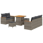 Gartensofa-set mit Kissen 10 pcs Grau Poly-Rattan