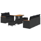 Gartensofa-set mit Kissen 10 pcs Schwarz Poly-Rattan