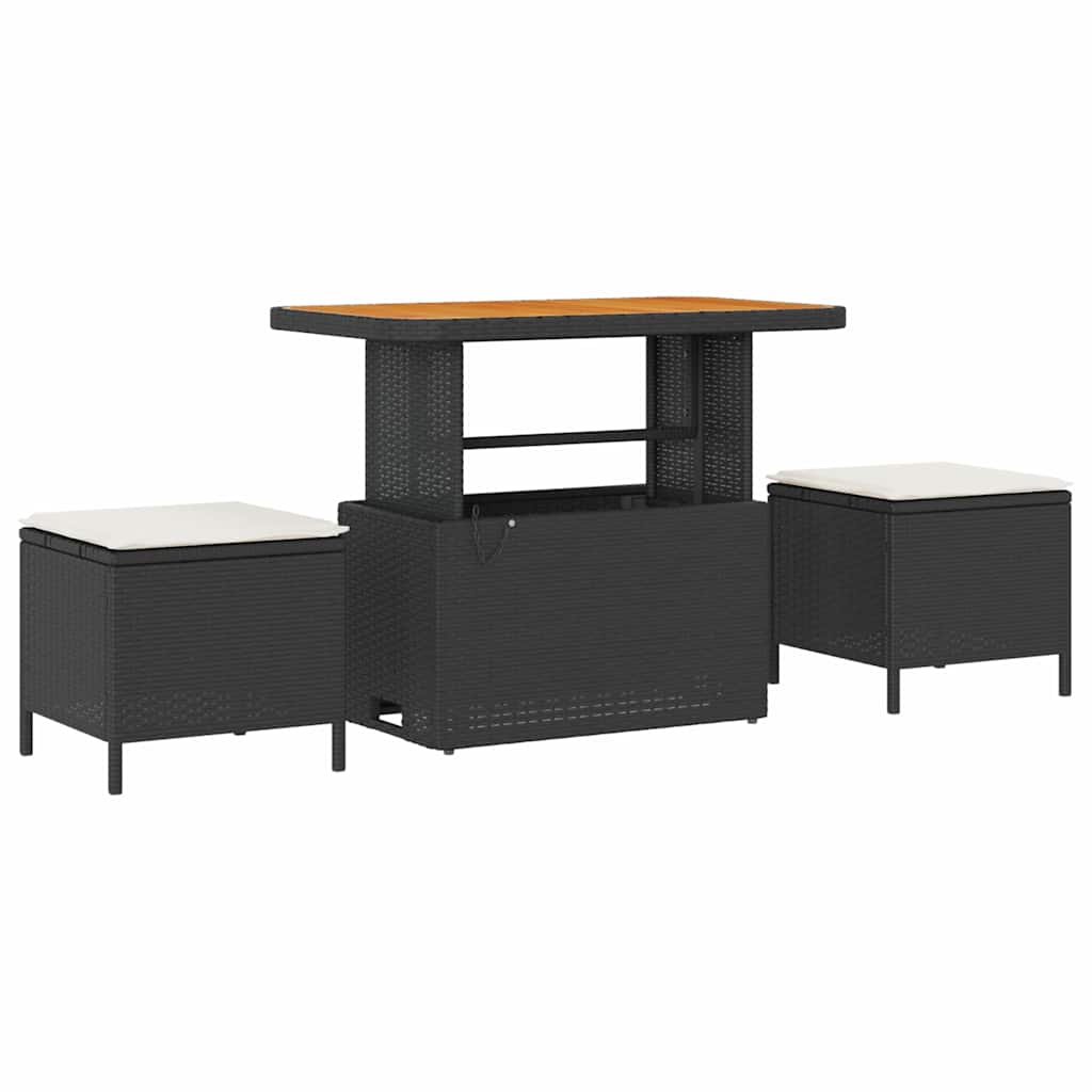 Gartensofa-set mit Kissen 10 pcs Schwarz und Creme Poly-Rattan