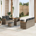 Gartensofa-set mit Kissen 10 pcs Grau Poly-Rattan