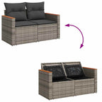 Gartensofa-set mit Kissen 14 pcs Grau Poly-Rattan