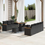 Gartensofa-set mit Kissen 14 pcs Schwarz Poly-Rattan