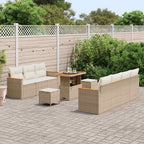 Gartensofa-set mit Kissen 14 pcs Beige und Creme Poly-Rattan