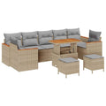 Gartensofa-set mit Kissen 10 pcs Beige Poly Rattan