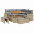 Gartensofa-set mit Kissen 8 pcs Beige Poly Rattan