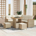Gartensofa-set mit Kissen 8 pcs Beige Poly Rattan