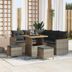 Gartensofa-set mit Kissen 8 pcs Grau Poly Rattan