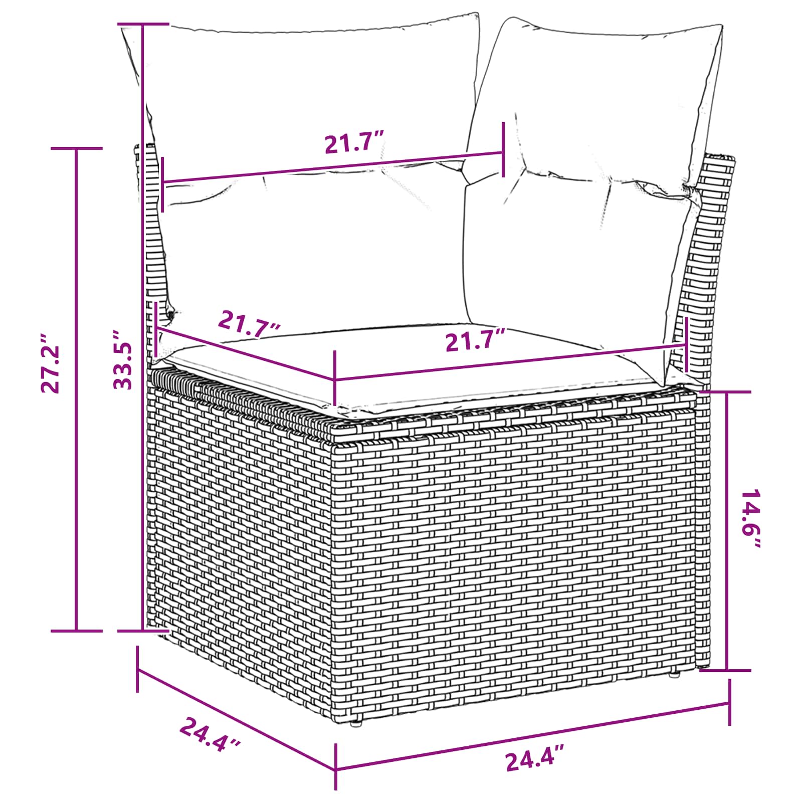Gartensofa-set mit Kissen 8 pcs Schwarz Poly Rattan