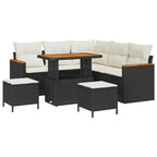 Gartensofa-set mit Kissen 8 pcs Schwarz Poly Rattan