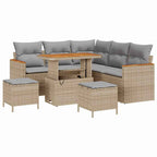 Gartensofa-set mit Kissen 8 pcs Beige Poly Rattan