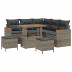 Gartensofa-set mit Kissen 8 pcs Grau Poly Rattan