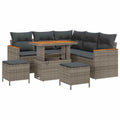 Gartensofa-set mit Kissen 8 pcs Grau Poly Rattan
