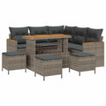 Garten-Sofa-Set mit Kissen mit Speicher Grau Poly Rattan