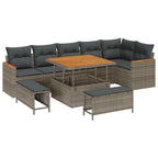 Gartensofa-set mit Kissen 9 pcs Grau Poly Rattan