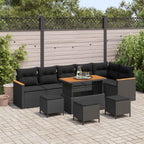Gartensofa-set mit Kissen 10 pcs Schwarz Poly Rattan