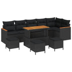 Gartensofa-set mit Kissen 10 pcs Schwarz Poly Rattan