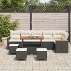 Gartensofa-set mit Kissen 10 pcs Schwarz Poly Rattan