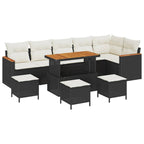 Gartensofa-set mit Kissen 10 pcs Schwarz Poly Rattan