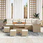 Gartensofa-set mit Kissen 10 pcs Beige Poly Rattan