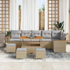 Gartensofa-set mit Kissen 10 pcs Beige Poly Rattan
