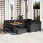 Gartensofa-set mit Kissen mit Kissen 12 pcs Schwarz Poly Rattan